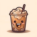 Kawaii chibi funny ice coffee drinks characters