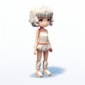 Kawaii Chic 3d Model With White Hair And Feet