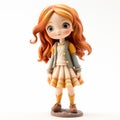 Kawaii Chic Girl Figurine With Amber Hair - Mori Kei Style