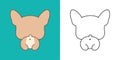 Kawaii Clipart French Bulldog Dog Illustration and For Coloring Page. Funny Kawaii Doggy. Royalty Free Stock Photo