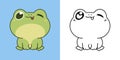 Kawaii Clipart Frog Illustration and For Coloring Page. Funny Kawaii Animal. Cute Vector Illustration of a Kawaii