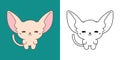 Kawaii Clipart Sphynx Kitty Illustration and For Coloring Page. Funny Kawaii Baby Kitty.