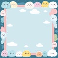 kawaii cloud border with cute clouds