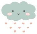 Kawaii cloud with falling hearts. Lovely nursery decoration