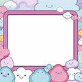 kawaii cloud frame with kawaii clouds and a blank space for your text