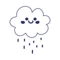 Kawaii cloud rain weather cartoon cute line style Royalty Free Stock Photo