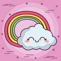 Kawaii cloud with a rainbow