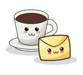 Kawaii coffee cup envelope mail image