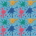 Kawaii colorful blob of paint seamless pattern