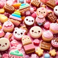 Kawaii Cookie Delights: Adorable Chocolate, Strawberry, and Vanilla Cookies for a Sweet Wallpaper Treat