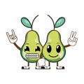 Kawaii couple delicious pear fruit