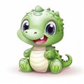 Kawaii Crocodile Cartoon Vector Clipart With Anime-inspired Design