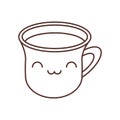 kawaii cup coffee break beverage thin line