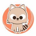 Kawaii or Cute Animal Character racoon in Autumn Seasons