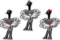 Kawaii cute, bright ostrich, set. Ostrich vector illustration for logo, sticker, print.