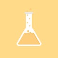 kawaii and cute character erlenmeyer chemical flask flat design vector illustration. Science experiment, research laboratory