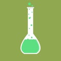 kawaii and cute character volumetric flask chemical flat design vector illustration. Science experiment, research laboratory