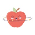 Kawaii cute crazy apple fruit cartoon isolated icon