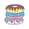 Kawaii cute donuts facial expression