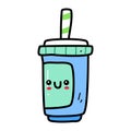 Kawaii cute drink in doodle style