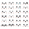 Kawaii or cute emoticon, emoji and face icons set. Vector. Royalty Free Stock Photo
