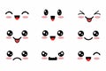 Kawaii cute faces. Japanese anime emoji. Expression anime character