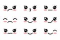Kawaii cute faces. Japanese anime emoji. Expression anime character