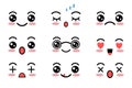 Kawaii cute faces. Japanese anime emoji. Expression anime character in kawaii style