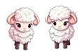 kawaii cute goats or sheep sticker image, in the style of kawaii art, meme art