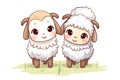 kawaii cute goats or sheep sticker image, in the style of kawaii art, meme art