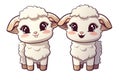 kawaii cute goats or sheep sticker image, in the style of kawaii art, meme art