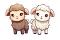 kawaii cute goats or sheep sticker image, in the style of kawaii art, meme art