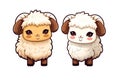 kawaii cute goats or sheep sticker image, in the style of kawaii art, meme art