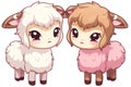 kawaii cute goats or sheep sticker image, in the style of kawaii art, meme art