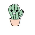 Kawaii cute in love cactus plant