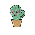 Kawaii cute in love cactus plant