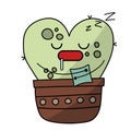 Kawaii cute sleeping cactus with ZZZ text and cozy