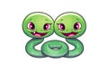 kawaii cute snakes sticker image, in the style of kawaii art