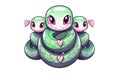 kawaii cute snakes sticker image, in the style of kawaii art