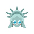 Kawaii Cute Statue of Liberty. funny landmark United States. kids character America is symbol. Childrens style