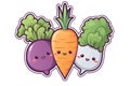 kawaii cute vegetable sticker image, in the style of kawaii art, meme art PNG