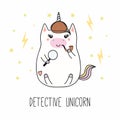 Kawaii detective unicorn Royalty Free Stock Photo