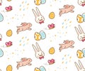 Kawaii easter bunny with egg seamless background Royalty Free Stock Photo