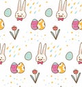 Kawaii easter bunny seamless background Royalty Free Stock Photo