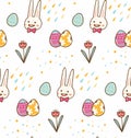 Kawaii easter bunny seamless background