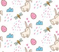 Kawaii easter bunny seamless background Royalty Free Stock Photo