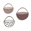 Kawaii empty woven brown basket illustration motif