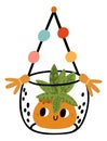 Kawaii florarium. Cute houseplant with funny face