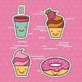 Kawaii food with background colorful image Royalty Free Stock Photo