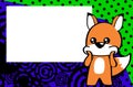 Kawaii fox character cartoon pictureframe illustration background